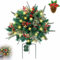 Holiday Planter, Christmas Holiday Planter Decorations, Lighted Artificial Christmas Urn Filler, Faux Christmas Flowers, Outdoor Light Up Planter Filler Festival Holiday Decor