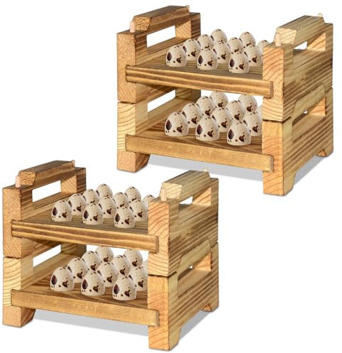 Wachteleier-Halter aus Holz, 96 Stück, frische Wachteltauben-Organizer, rustikal, stapelbar, Holz-Eierhalter, Eier-Aufbewahrung, Ablagen für die Küche