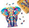 Figured'Art Holzpuzzle Erwachsene und Kinder 200 Teile Tiere - Majestätischer Elefant - Originelles Design 28,5x29 cm Einzigartige Form mit Premium-Holzkiste