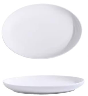 GLETSF Dinner Plates Fish Plate Household Steamed Fish Plate Ceramic Pure Cabbage Plate Light Luxury Plate Creative Oven Double Line Plate Dinner Plate Cold Dish PlateOne Color-M