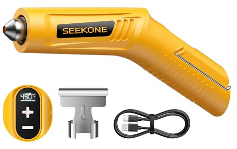 SEEKONE Mini Pistola ad Aria Calda Senza Fili, 4 Temperatura (Max 450 °C) con Funzione di Memoria, Pistola Termica a Batteria al Litio da 3,6 V, Ricarica USB, con Ugello Riflettore, per Artigianato