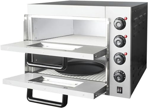FHRKA Double Deck Stone Base Electric Commercial Pizza Oven 3KW, Pizza Maker, Oven Pizza Maker, with Timer