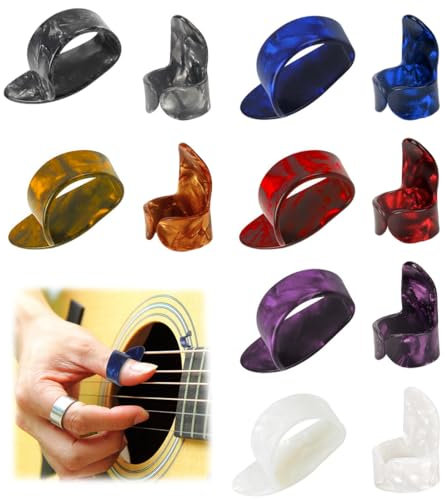 12 Pezzi Plettro per Chitarra, Plettri Chitarra, Guitar Picks, Plettri per Dita di Pollice per Chitarra, chitarra elettrica, basso plettri per dita in celluloide
