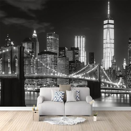 Papier Peint Panoramique La Ville Grise De New York 250x175 cm Papier Peint Intissé Mural, Poster Geant Mural 3D, pour Salon Chambre d'enfants restaurant Décoration Murale