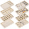 QWORK® 8 PCS Velvet Jewellery Trays for Drawer, Stackable Organizer for Earrings, Rings, Necklaces, and Bracelets,21x12x2.5cm