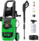 QIOMALA Nettoyeur haute pression électrique, 5400 psi, 3,6 GPM écran tactile réglable, cordon d'alimentation de 10 m avec tuyau de pression de 6,1 m, 4 buses, enrouleur de tuyau, canon à mousse pour