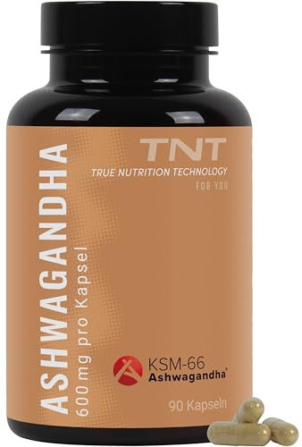 TNT Ashwagandha • 90 Kapseln mit 600mg reinem Ashwagandha pro Tagesdosis • Premiumrohstoff KSM-66® hochdosiert • 30mg Withanolide • Ashwagandha Extrakt • Vegan & laborgeprüft