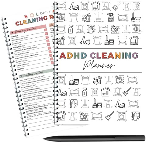 ADHD Cleaning Planner Cleaning Schedule and List Organiser Daily Weekly Monthly Household Cleaning Planner Household Chore Chart Notebook Editable Template