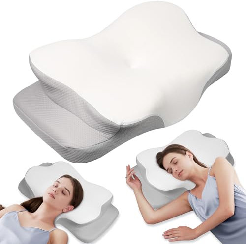 MULISOFT Memory Foam Kissen, bequemes Kissen, stützendes Nackenkissen, ergonomisches Seitenschläferkissen (weiß)