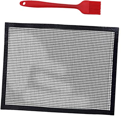 POPETPOP Barbecue Grillmatte Aus Hochtemperaturbeständigem Material Abnehmbares Grillnetz Für Gas Und Holzkohlegrills Für Camping Und Gartenpartys Inkl Praktischer Grillbürste