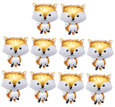 Supvox 10 Stück Fuchs Ballon hängend Tiere Vorabend Und Rosa Fuchs-Party-Dekorationen Aluminiumfolie Brown