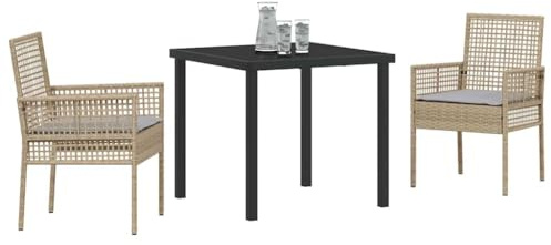 vidaXL Garten Essgruppe 3 STK. Beige Poly-Rattan