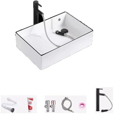 ADERFETBI Lavabo sobre Encimera Lavabo nórdico for el hogar, Lavabo sobre el Lavabo, Drenaje Lateral, Lavabo Individual, baño con Lavabo de cerámica Lvabo