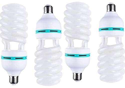 Clevich 135W Fotolampe, 4 PCS Spiral-Tageslichtlampe, Fotoleuchte, 5500K, E27 Stecke, Energiesparlampe Studioleuchte für Produktfotografie, Softbox Fotografie im Fotostudio