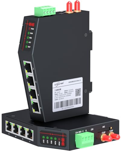 Pandapi ER5200 RedCap 5G DTU Router Industriale, 1RS485+4LAN Slot Sim Card, Supporto MQTT TCP UDP Modbus RTU JASON, Trasmissione trasparente dei dati, GRE/L2TP Tunnel Crittografia Protezione Privacy