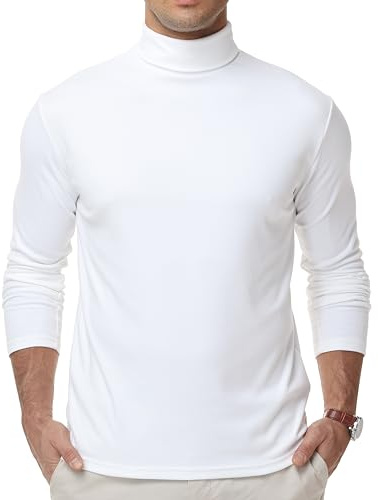 Men's Turtleneck Thermal Tops Long Sleeve Basic Layer Roll Neck Vest Soft Fleece Like Fabric Undershirt