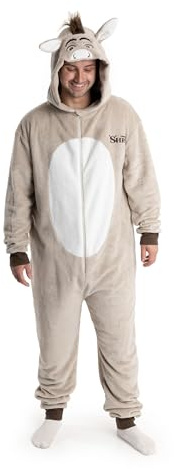 Shrek Donkey Unisex Beige Cosy Fleece Onesie | 3D Hooded Loungewear with Zipper | Ideal for Costume Parties & Movie Nights | Dreamworks Merch