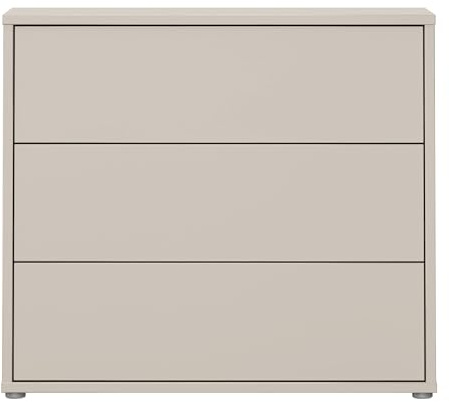 Forte Alice Springs Kommode 100, Moderne Kommode mit 3 Schubladen, Schlafzimmer, Wohnzimmer, Holzwerkstoff, Kaschmir Beige, 94,8 cm breit x 83,1 cm hoch x 34,9 cm tief