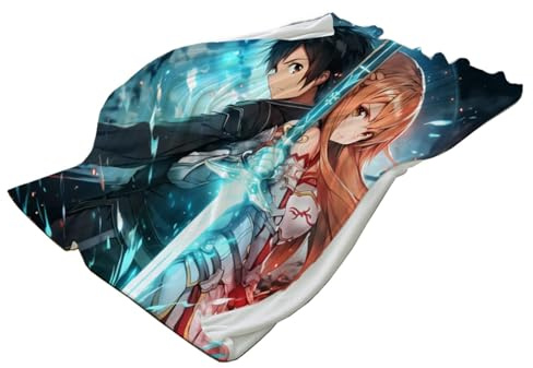 Bluxir Swo-rd Art Onli-ne Kuscheldecke Sofa Decke, Sofadecke Wohndecke, Motiv für Anime Fans Herren Damen Unisex,Flanell(A2,150 * 100cm)