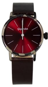 Gigandet Armbanduhr Damen Quarz Edelstahl Lederband Schwarz Rot G43-034