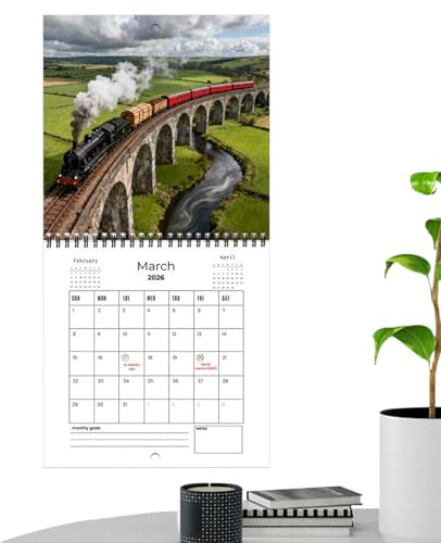 Zugkalender 2026 – Dampflok-Fahrplanplaner, Monatsplaner | Jan. Dez. 2026 Wandkalender Für Familie, Zuhause, Wohnzimmer, Arbeitszimmer, Büro, Klassenzimmer, Dekoratives Planungszubehör