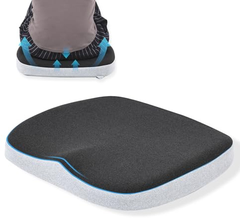 GOFORIT Ergonomisches Sitzkissen für Bürostuhl, Zweischichtiges Memory Schaum Stuhlkissen, Rutschfestes Sitzpolster für Home Office, Auto und Gaming Stuhl, Waschbarer Bezug (schwarz)