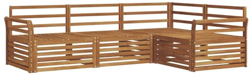 vidaXL Outdoor-Sofagarnitur 4 pcs Natur Massivholz Akazie, Moderne Garten-Sofa-Ecke, haltbare Lounge-Möbel für draußen, gemütliche Terrasse-Sitzgelegenheiten