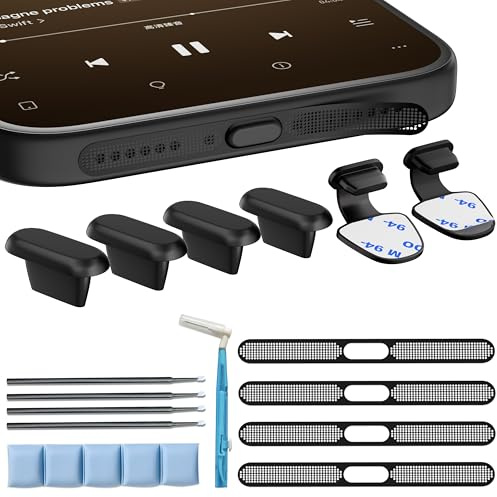 Kit di Tappi Antipolvere Lightning, Copertura Antipolvere per Altoparlante e Pasta Detergente per iPhone 14/13/SE/12 Serie, Kit di Pulizia con Strumenti per la Pulizia Della Porta di Ricarica, Griglia