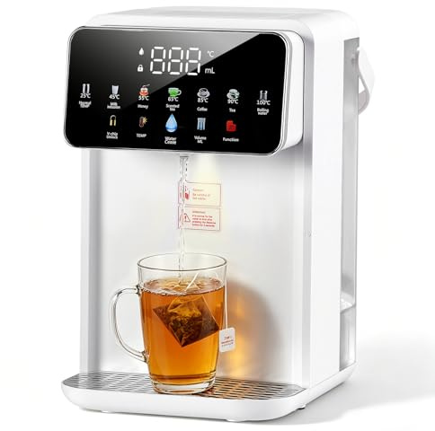 3.5L Instant Hot Water Dispenser, 7 Temp Settings (25-100°C) & 8 Cup Sizes, 3-Second Rapid Heat with Removable Tank, LED Touchscreen & Night Light, Child Lock for Tea, Coffee & Kitchen (Black)