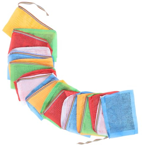 Generic 20 Stück Gebetsfahnen Tibet Outdoor aus Gewebe in Verschiedenen Farben Dekorative Tibetische Fahnen für Meditation und Garten mit Traditioneller Tibetischer Kunst