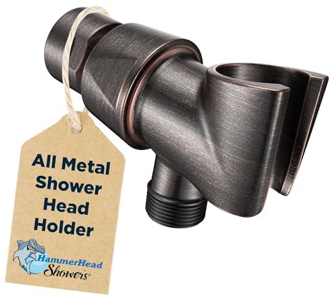 HammerHead Showers Handbrausekopfhalter aus Metall, verstellbarer Wandhalter mit Universal-Wandhakenhalterung und Messing-Kugel, ölgeriebene Bronze