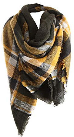 Bakicey Damen Schal XXL Warm Weich Strickschal Karo Winterschal Herbstschal Wolleschal Frauen Deckenschal Halstuch Scarf Poncho Cape, 7, 3XL