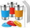 Aogolouk Stainless Steel Cups with Silicone Lids, Sleeves and Stainless Steel Straws | 3 Pack 16 oz. Drinking Tumblers Cups for Toddlers, Kids and Adults | Eco-Friendly | BPA-Free