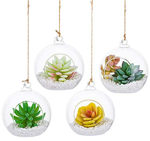 Plantas Colgantes de Aire 4 Piezas Portavelas de 4 Inches Cristal Terrario Portavelas Contenedores de Plantas de Vidrio para el Diseño de Bricolaje de Jardín de Bodas en Casa