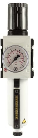 RIEGLER FU 812-M-4 FUTURA Filterregler mit Metallbehälter, Sichtrohr und Manometer, Halbautomatisch, Baugröße 1, 0,2-4 bar, G 3/8