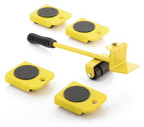 InnovaGoods® Set para Elevación,Transportador de Muebles con Ruedas HeavEasy, Herramienta de Elevación y Transporte, 5 Piezas, Fácil de Usar, Ideal para Muebles y Electrodoméstico, aprox.:35 x9x10 cm