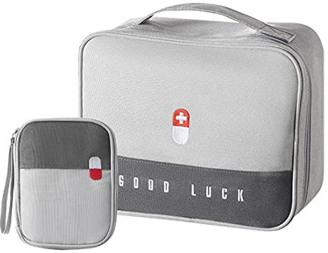 WOGOPRO 2stk Medikament Tasche Große Kapazität Medizinische Notfalltasche Leer wasserdichte Medizin Aufbewahrungstasche Tragbar Medikamententasche Für Home, Office, Reisen(Grau)
