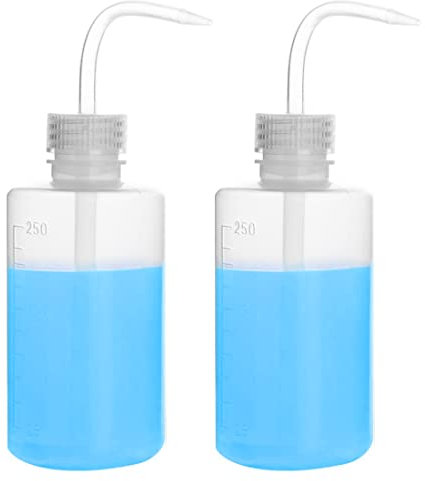 KANOSON Spritzflasche 250 ml, 2 Stück Laborflasche mit Schmalem Mund, Waschflasche Tattoo, Quetschflasche, Kunststoff Squeeze Flasche für Pflanze, Industrie, Labor