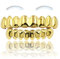 Qiwenr 18K Gold Plated Hip Hop Grillz,Punk Grillz mit Polierten Zähnen,Vergoldeter Grillz,Abnehmbare Hip Hop Mundgrills,8 Obere Zähne 6 Untere Zähne Vergoldet Grill für Männer und Frauen