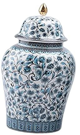 Colcolo Jarrón de Blanca Azul de Chino, Tarro de Jengibre, Tarro de, Pieza Decorativa para, esmaltado, Pintado, 12x20.5cm