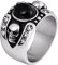 Homxi Ring Herren Gothic,Ringe Oval Stein mit Totenkopf Edelstahl Eheringe Herren Schwarz Ringe Herren Größe 70 (22.3)
