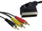 10 m Scart auf 3 x Phono-Kabel in Out, umschaltbar, dreifacher Cinch-Schalter