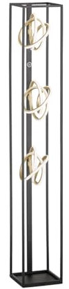 Fischer & Honsel Stehleuchte, Gisi|schwarz matt/goldfarben|L: 20 cm, B: 20 cm, H: 130 cm|Sensordimmer 3 Sufen|3x LED 15 Watt|4600 lm|EEG: F