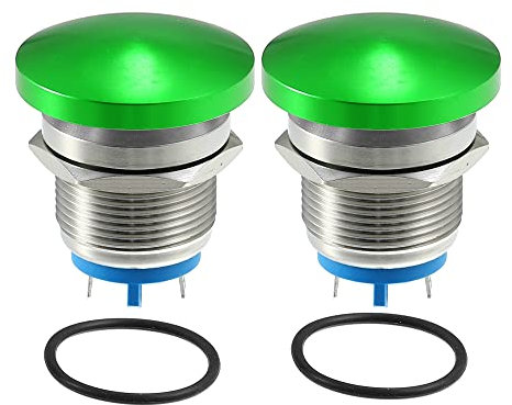 A ABSOPRO Momentaneo Premere Pulsante Interruttore per Auto 16mm 3A 250V Verde (Set di 2)