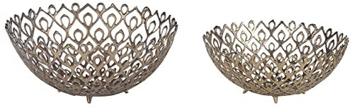 Beliani Dekoschale 2er Set Aluminium gold rund Dekoschüssel Modern Glamourös Grogol