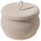 MagiDeal Panier de rangement en corde de coton, panier à œufs vide, organisateur rond avec couvercle, boîte tissée pour cosmétiques, serviettes, jouets,