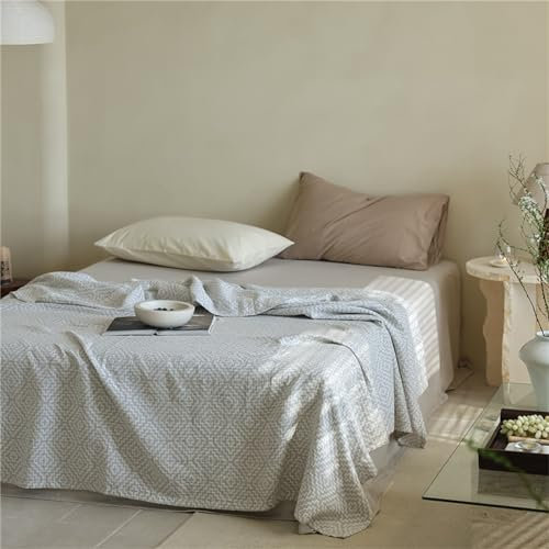 Hayisugal Baumwolle Decke Kuscheldecke, Weiche und Atmungsaktive Tagesdecke,Wohndecke Sofadecke Leichte Bequeme Baumwoll Musselin Decke für Ganze Saison, C Grau, 150x200cm