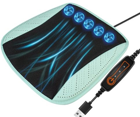 Esncddym Cooling Car Seat Cushion | Seat Cooling Cushion Car Breathable Pad,Three Wind Speeds USB Plug-in with 8 Fans Quiet Solution for Daily Commuting