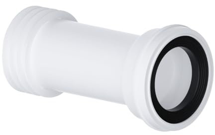 PlumbEZ Universal Long Straight WC Toilet Pan Connector 4'' (100mm/110mm) Toilet Waste Pipe Connector for All Pan Pipes, 90-107mm Inlet, Fits 4/110mm PVC-U & Cast Iron, 265mm Length To Be Cut To Suit
