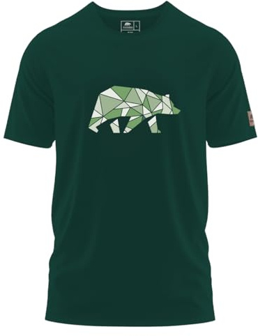 FORSBERG Espenson T-Shirt mit stylischem Bär Brustlogo Rundhals für Herren, Farbe:dunkelgrün, Größe:M